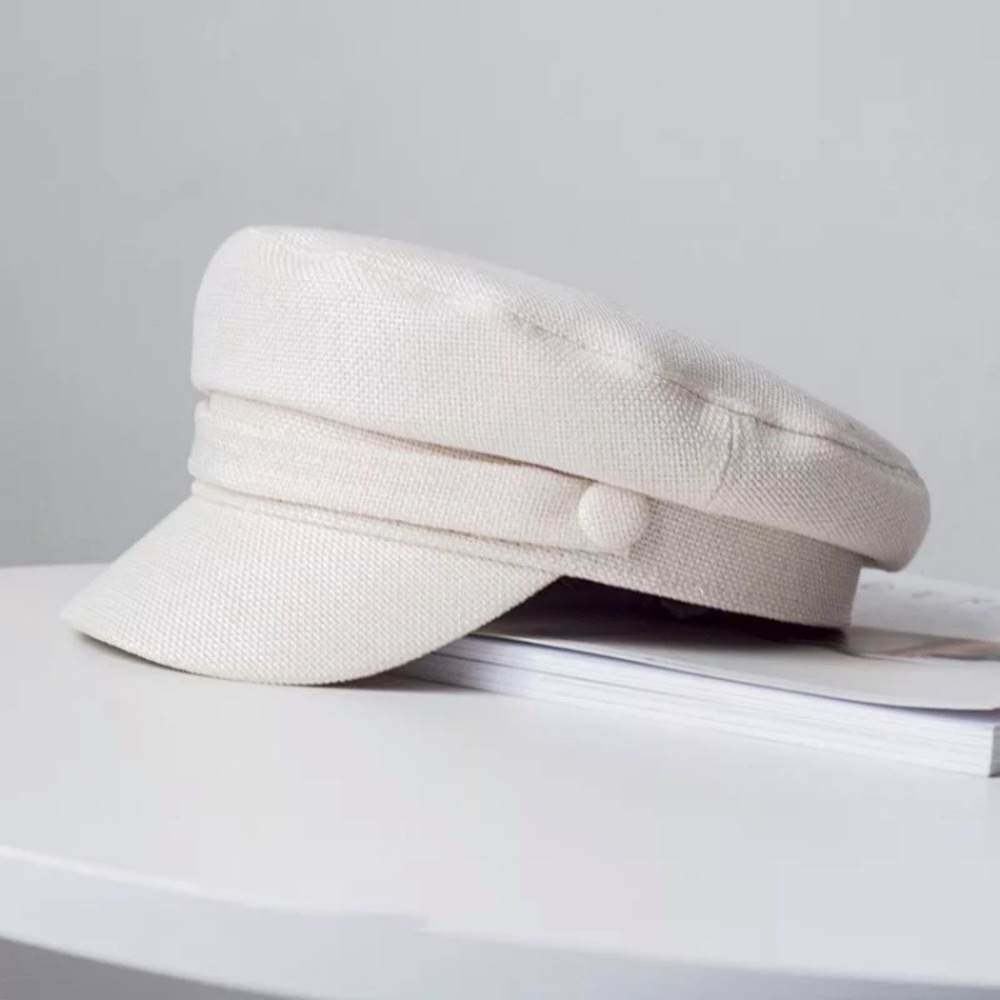 Military Style Hat with Band and Button Detail - Picture 3 of 9